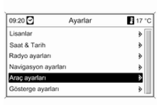 Araç ayarlarının kişiselleştirilmesi